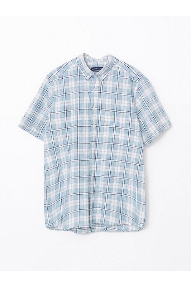 LCWAIKIKI Classic Regular Fit Kısa Kollu Ekose Poplin Erkek Gömlek - 5
