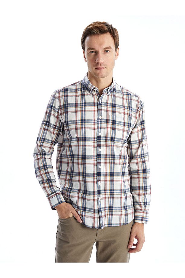 LCWAIKIKI Classic Regular Fit Uzun Kollu Ekose Poplin Erkek Gömlek - 1