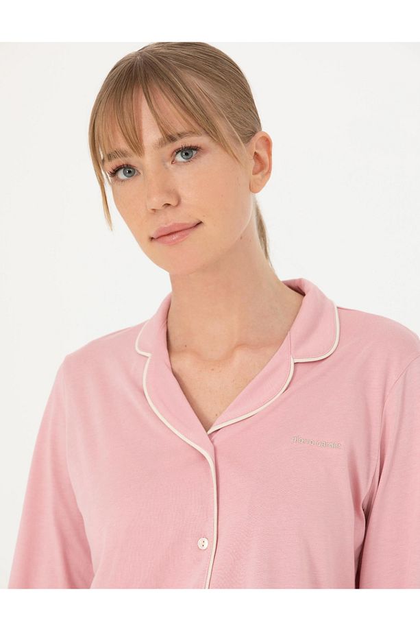 Kadın Gül Kurusu Pamuklu Modal Boydan Patlı Kutulu Pijama Takımı Q8.U.8O.K2.K.A8.P.C - 6