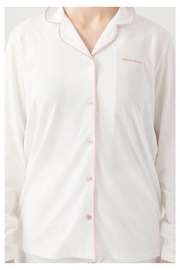 Kadın Krem Pamuklu Modal Boydan Patlı Kutulu Pijama Takımı Q8.U.8O.K2.K.A8.P.C - 3