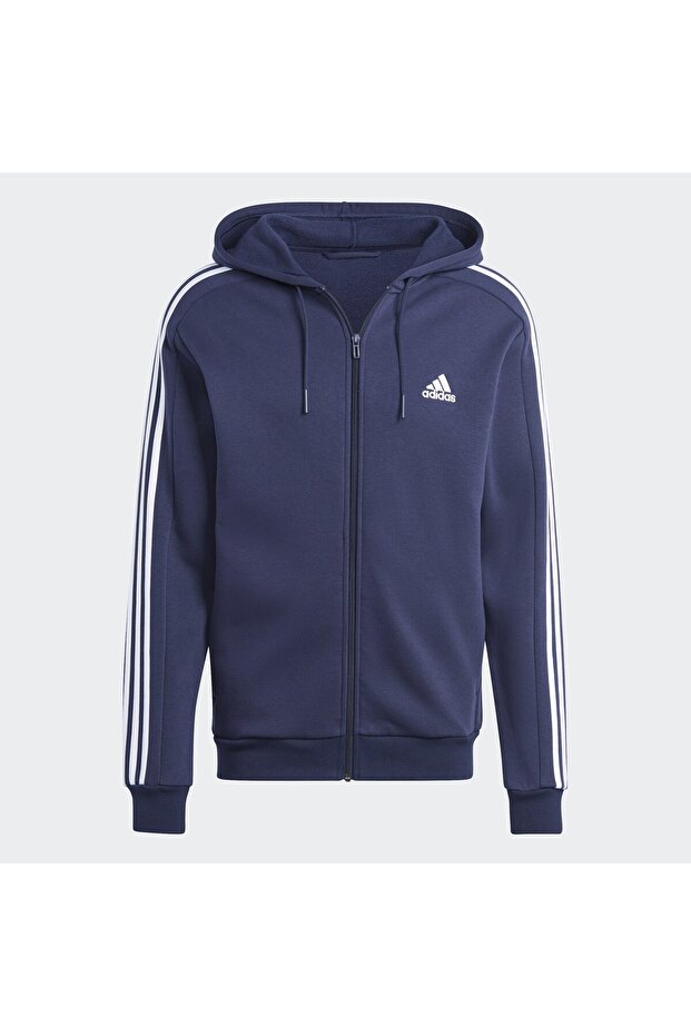 Essentials Fleece 3-Stripes Full-Zip Kapüşonlu Üst - 3