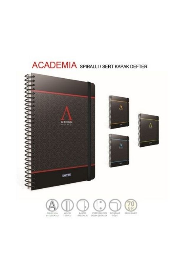 Academia Spiralli Siyah Mavi Sert Kapak 120 Yaprak 17x24 Kareli Defter - 1