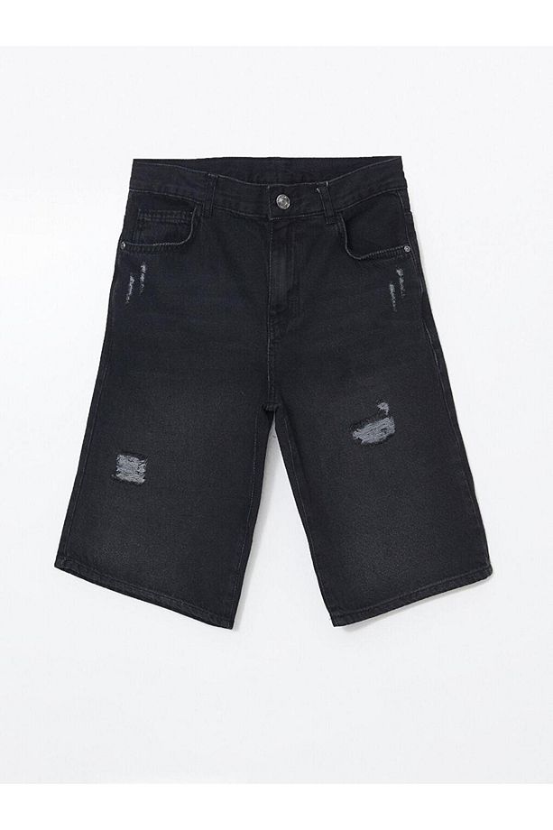 LCW Kids Beli Ayarlanabilir Lastikli Erkek Çocuk Jean Şort - 1