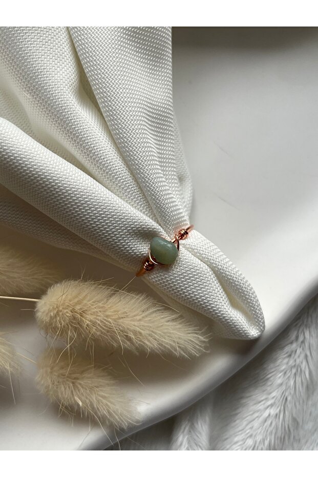 Broken Amazonite Stone Adjustable Copper Wire Ring - 1