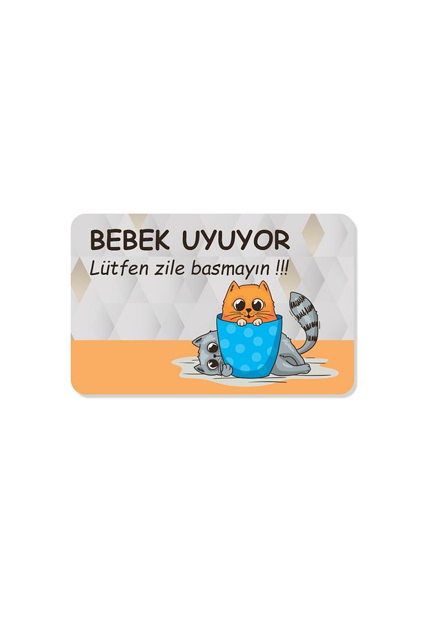 Bebek uyuyor Lütfen zile basmayın yazılır Dekoratif Dış Kapı Önü ve Iç Mekan Paspası yıkanabilir - 1