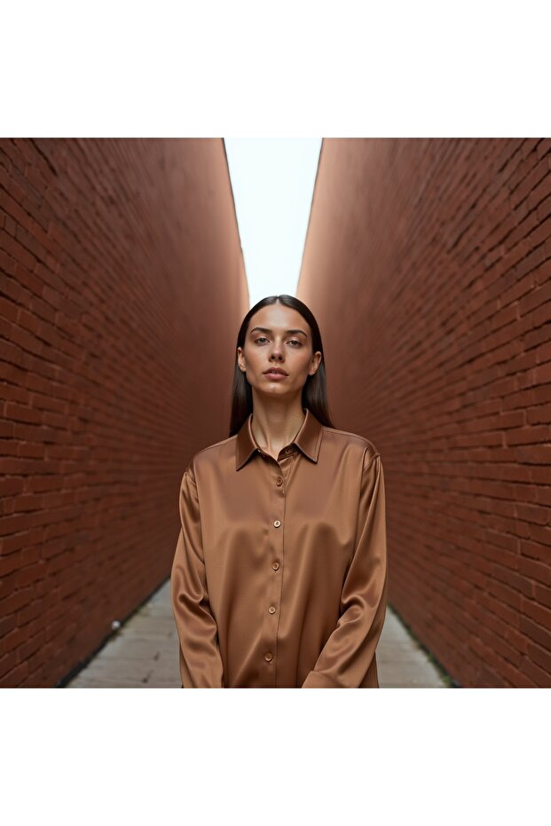 - Saten Krep Basic Gömlek - 1