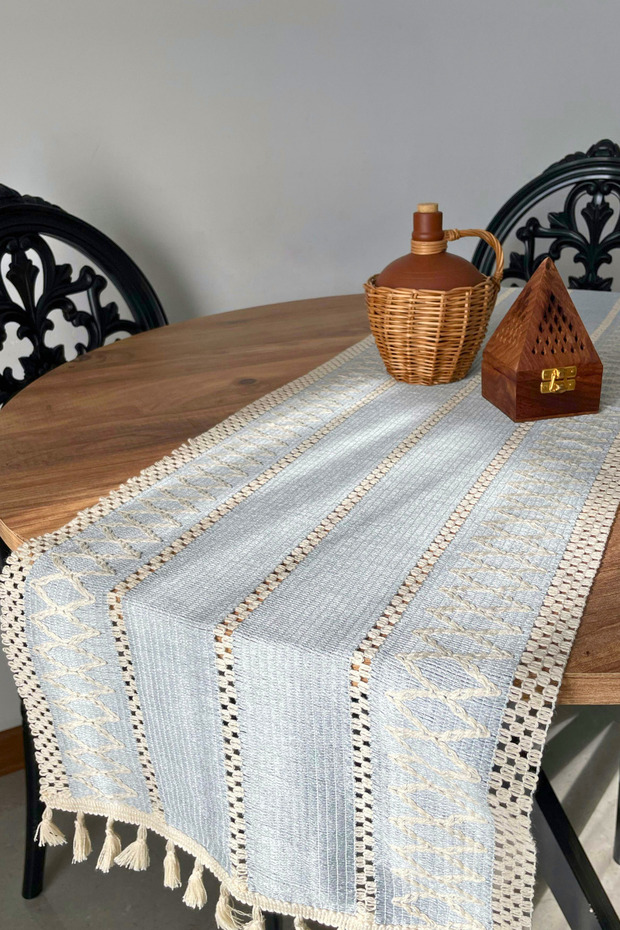 عداء قطني بنمط أصلي رمادي مقاس 35x140 - 4