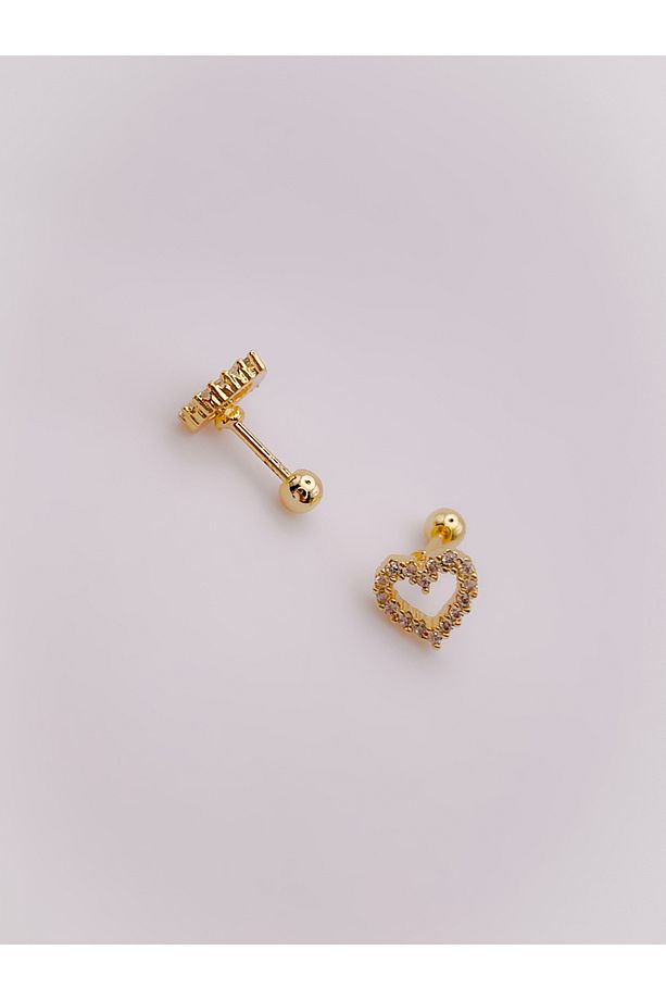 Cerrahi Çelik Piercing Full Taşlı Minimal Kalp Kıkırdak Helix Tragus Piercing (1ADET) - 5