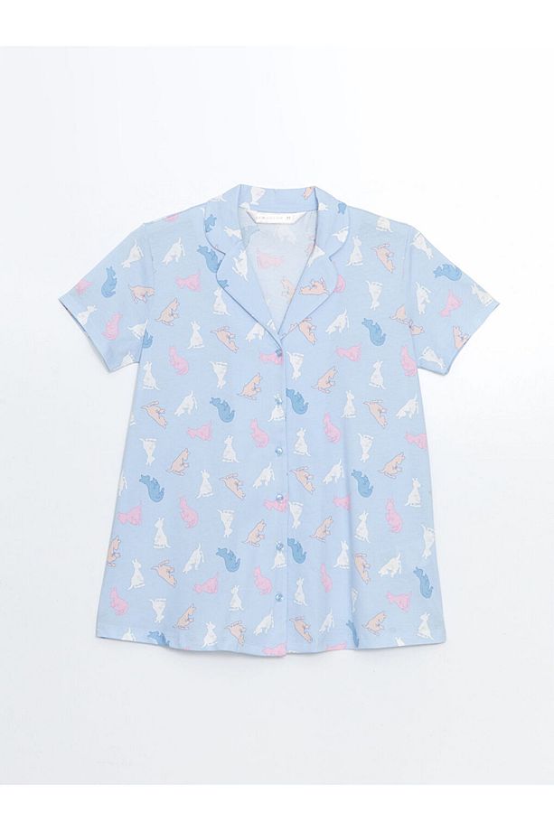 Gömlek Yaka Desenli Hamile Pijama Takımı - 6