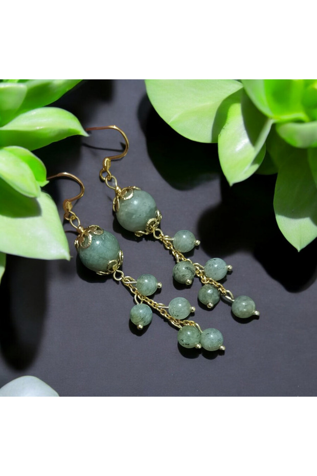 Handmade Labradorite Stone Steel Earrings