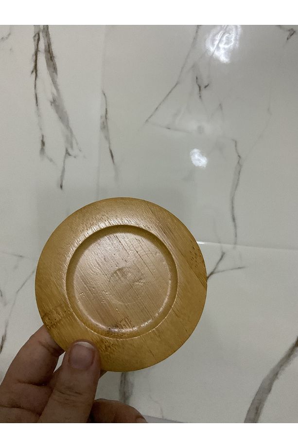 Bambu Bardak 1kişilik çay seti 2Parça Borosilikat bardak ve bambu altlık - 4