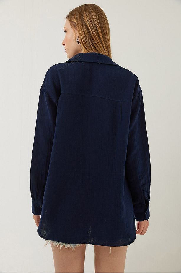 Kadın Tek Cepli Oversize Muslin Gömlek 2026 60271020 - 6