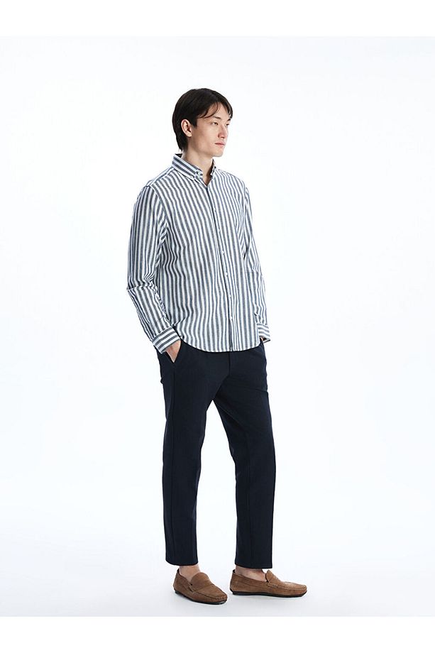 LCW Vision Regular Fit Uzun Kollu Çizgili Poplin Erkek Gömlek - 2