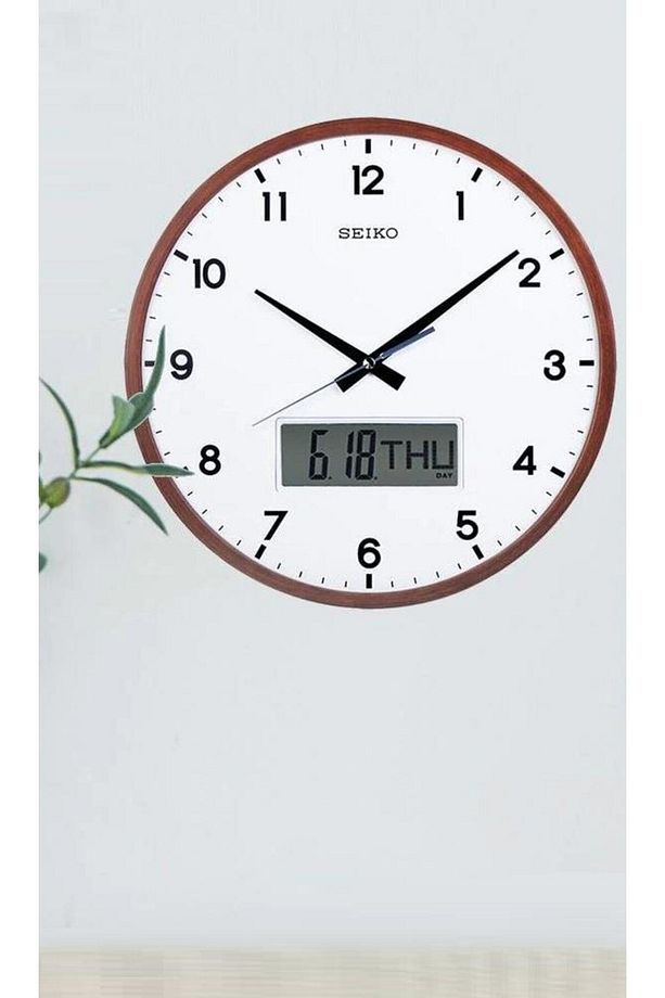 Clock Qxl008b Akçaağaç Ahşap Kasa Dijital Takvimli Duvar Saati - 8