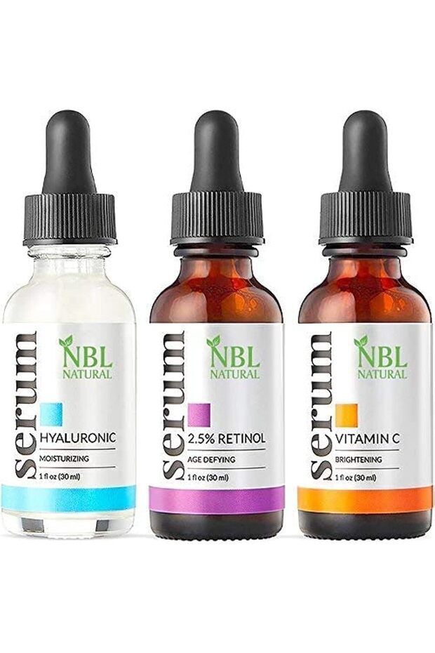 Anti Aging Set with Vitamin C Retinol and Hyaluronic Acid Serum (3 x 30 ML)