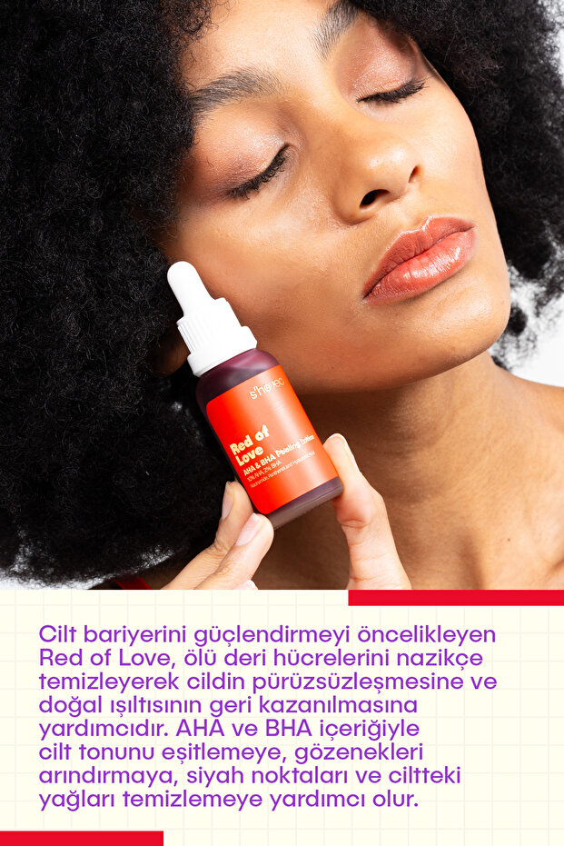 %10 AHA & %2 BHA Yenileyici ve Cilt Tonu Eşitleyici Vegan 30 ml Peeling Serum Red Of Love - 2
