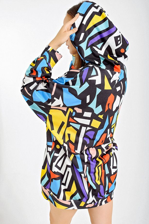 4125 Oversize Sweat Elbise - Saks - 4