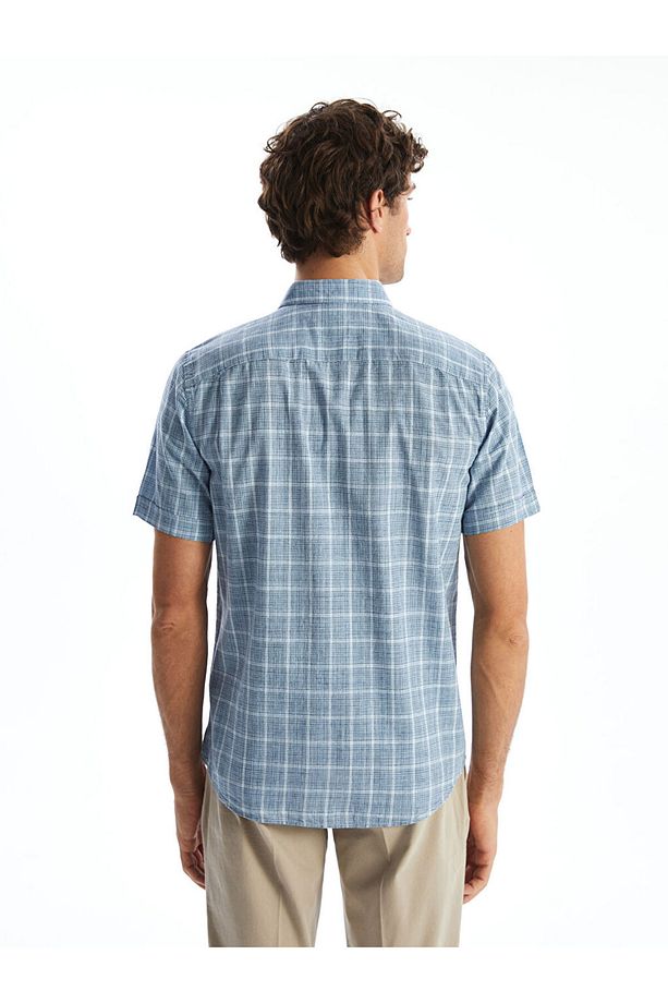LCWAIKIKI Classic Regular Fit Kısa Kollu Ekose Poplin Erkek Gömlek - 4