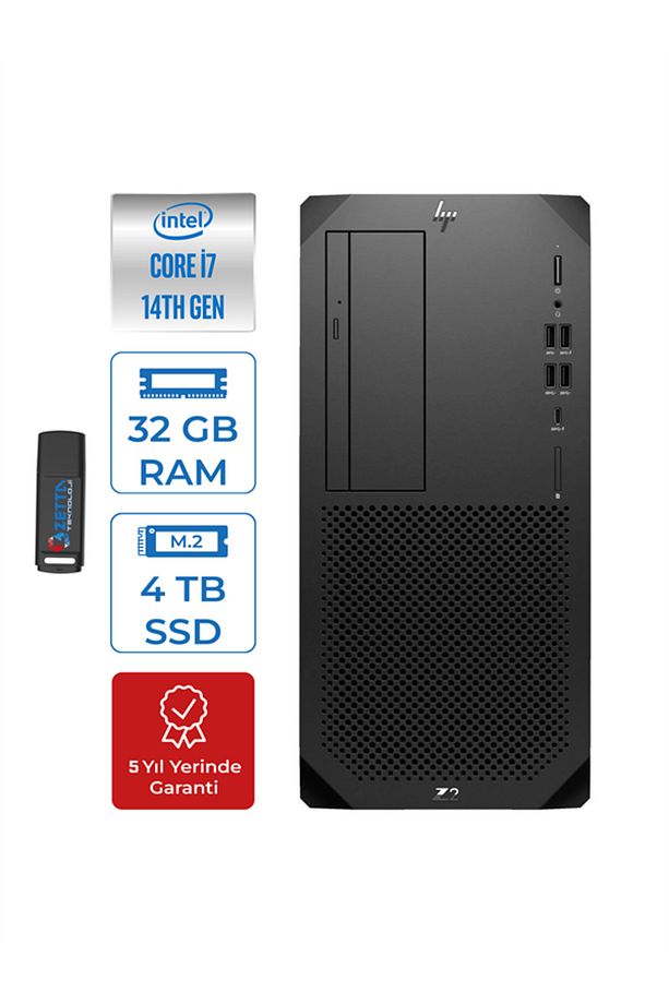 Z2 G9 I7 14700 32GB Ddr5 4tb SSD Intel® UHD Windows 11 Pro HPA2JH4ESP07 + Zettausbbellek - 1
