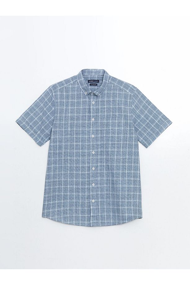 LCWAIKIKI Classic Regular Fit Kısa Kollu Ekose Poplin Erkek Gömlek - 5