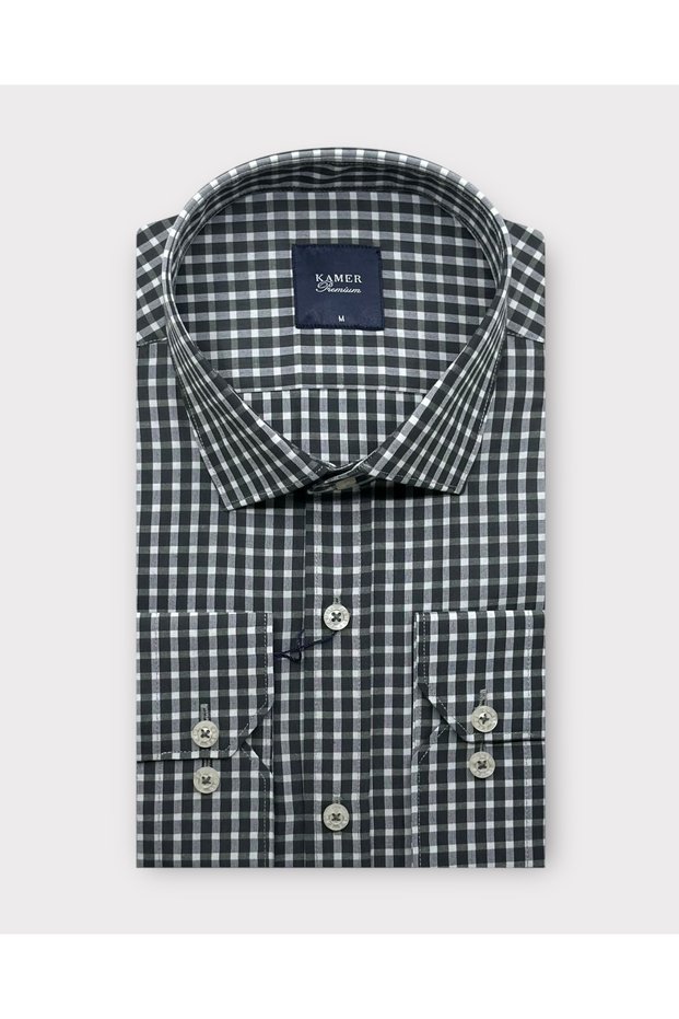 Men's Regular Fit Plaid Smoked Shirt 3760F