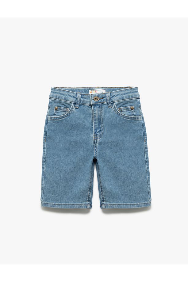 Pamuklu Cep Detaylı Slim Fit Denim Şort - 1