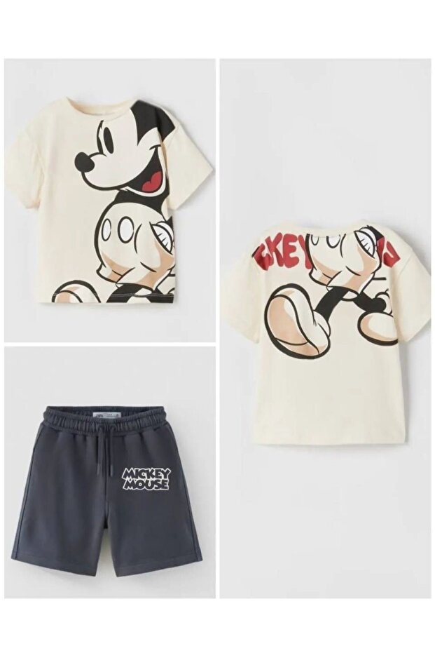 Mickymouse Patterned Children's Set - Unisex, Double Color, Large Front and Back Print