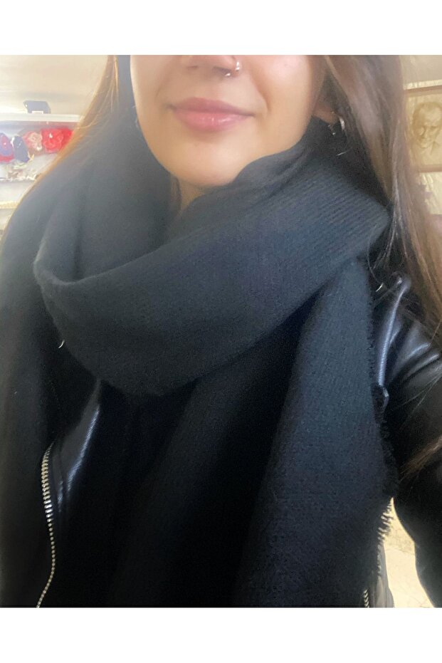 Black Acrylic Fabric Scarf-Shawl