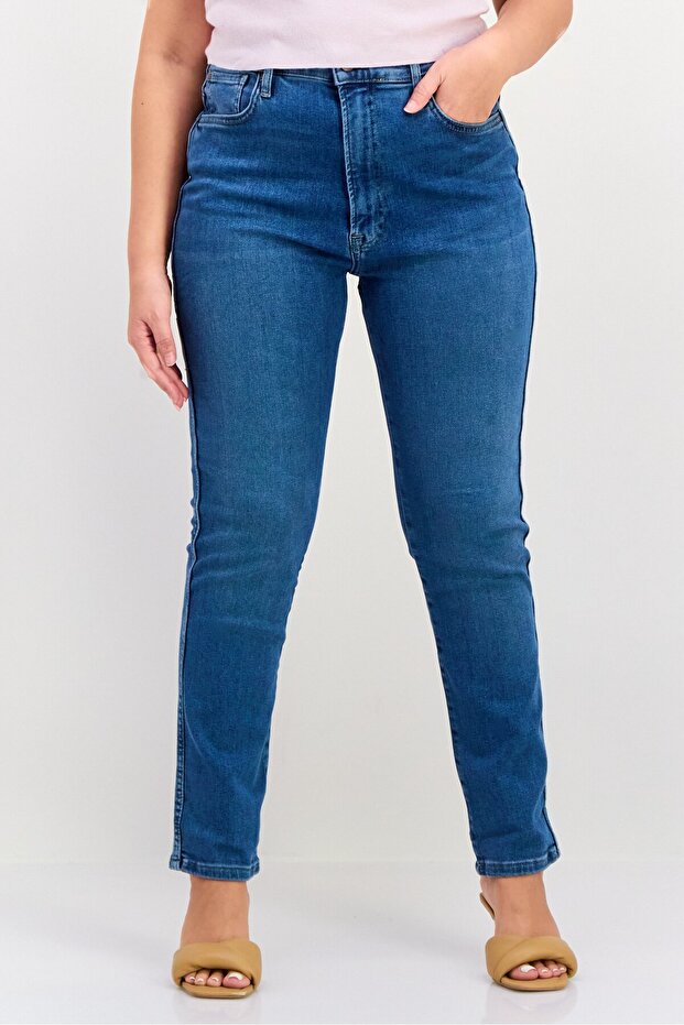 Women Regular Fit Washed Stretchable Denim, Blue