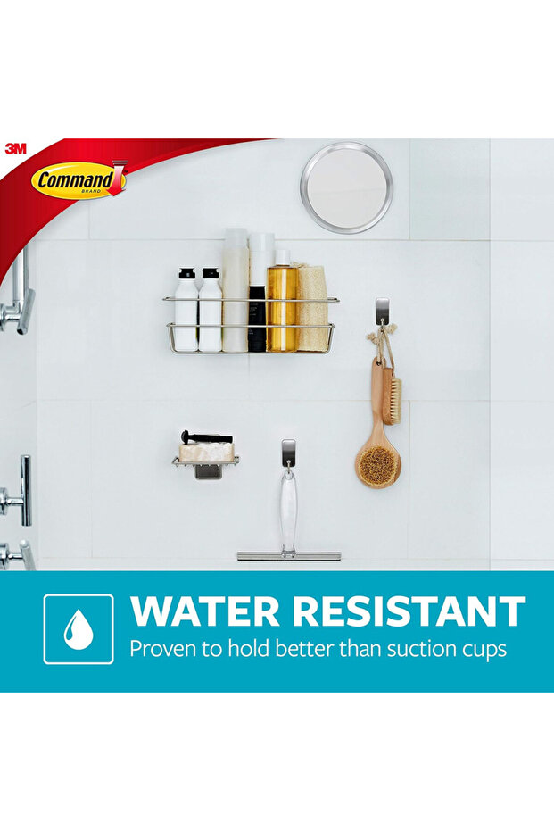 خطاف حمام 3M COMMAND™ MODERN REFLECTIONS من النيكل المصقول مع شرائط حمام متوسطة الحجم 1HK+2S/PK - 6