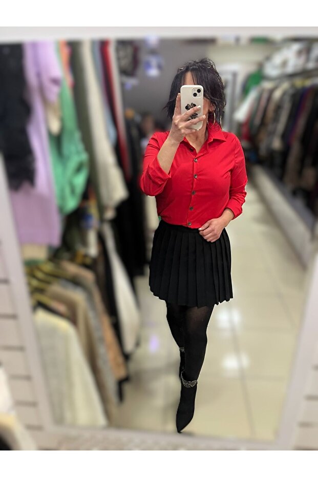 SİYAH PİLELİ ŞORT ETEK - 1