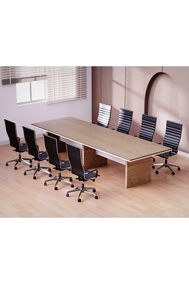 Zelda Conference Table Truffle Brown Davos Oak | Office Conference cum Meeting Table_360cm