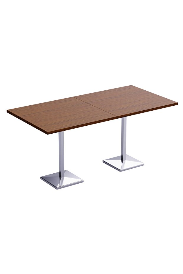 Bar Table Square Base 8 Seater Cocktail Bistro Table for Pub_Dark Walnut