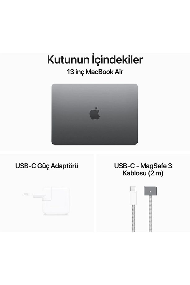 MC8G4TU/A/MacBook Air Apple M3 İşlemci (8 Çekirdek CPU-8 Çekirdek GPU)/16GB RAM/256GB SSD/13,6 - 8