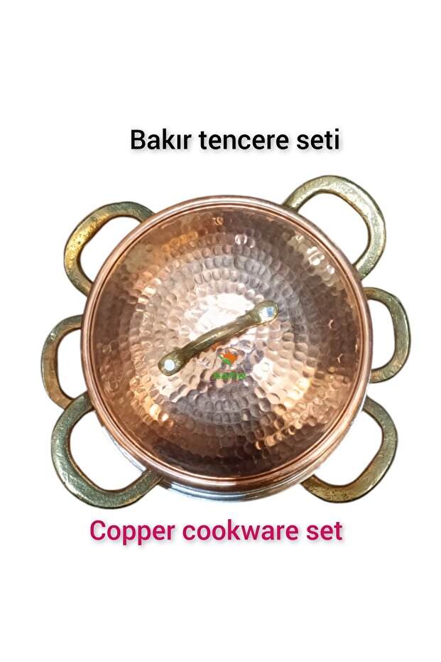 Bakır Tencere Seti Özel Dövme Bakır Beşli Tencere Takımı Bakır Tencere Sarı kalaylı - 6