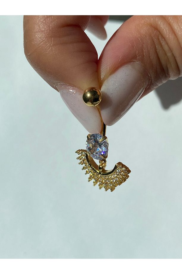 Çelik  Yelpaze Gold Göbek Piercingi - 9