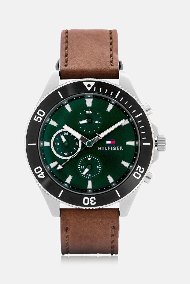 Men 1791983 Analog Leather Band Watch , Tan