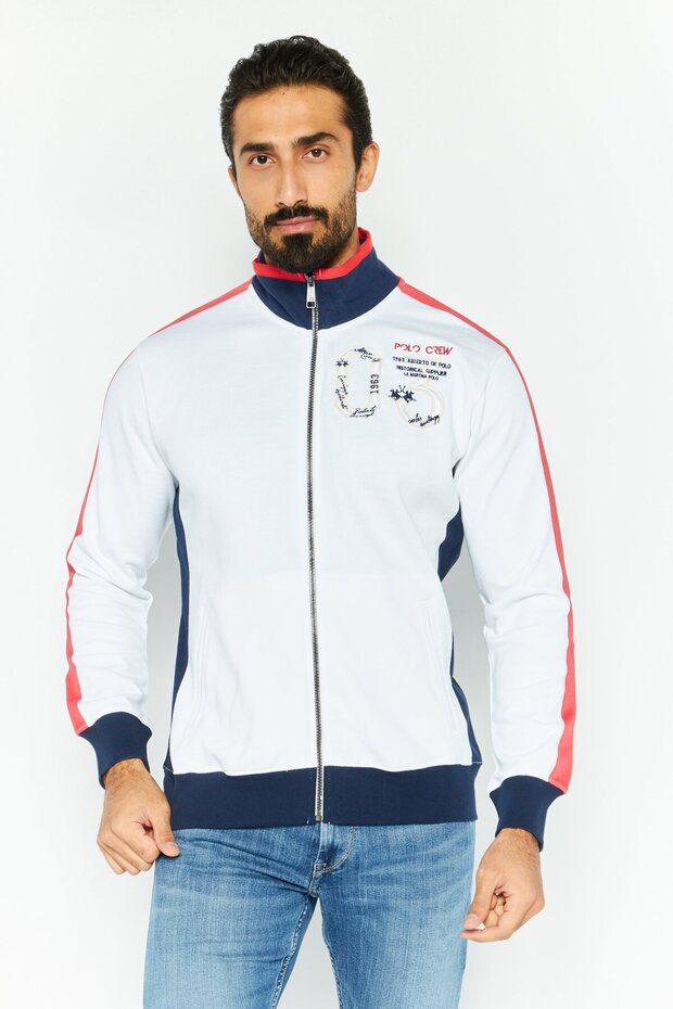 Men Mock Neck Long Sleeves Embroidered Sweatshirt, Navy