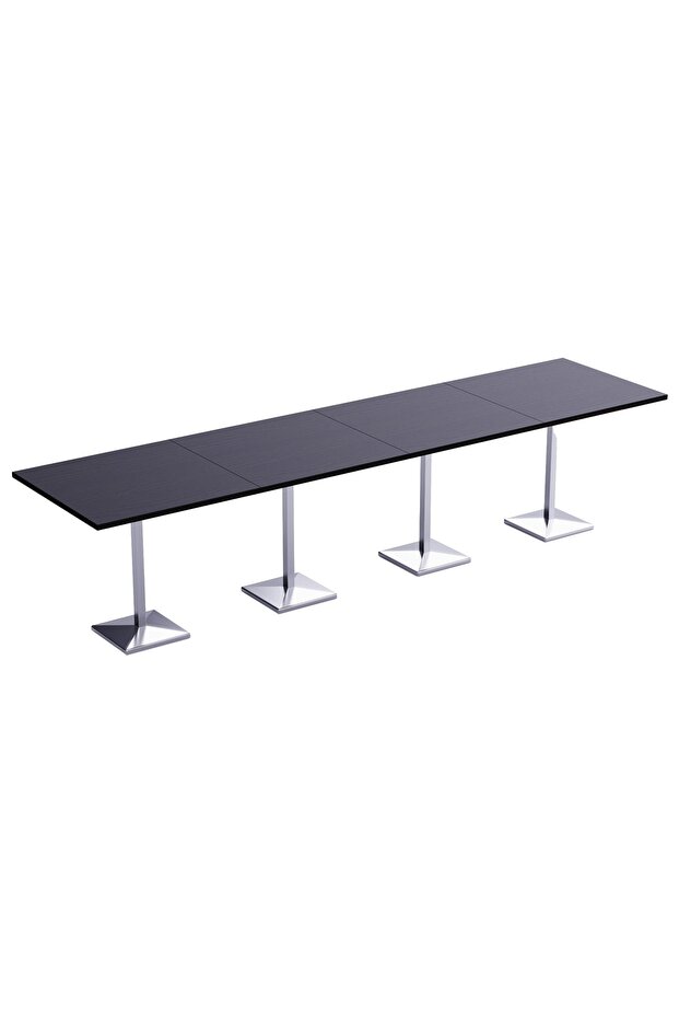 Bar Table Square Base 16 Seater Cocktail Bistro Table for Pub_Black
