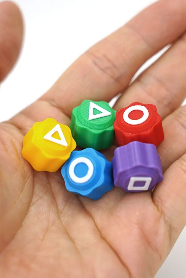 Kumlu - Squid Game Oyun 5 Taş Seti Renkli Taş Gonggi - 3