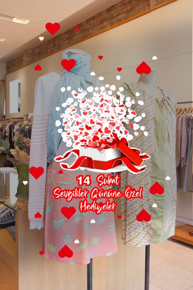 Gift Box Special Gifts for February 14 Valentine's Day Glass Showcase Room Sticker 70cm