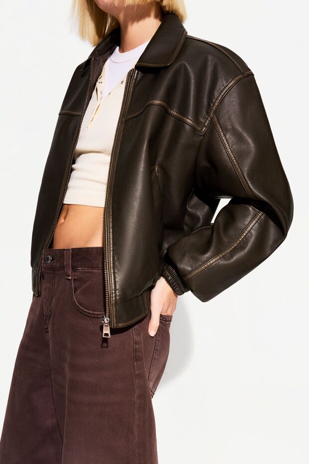 Oversize suni deri ceket - 1