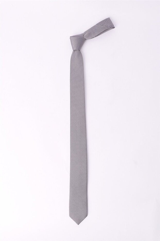ربطة عنق رمادية مستقيمة للرجال ذات نمط ذاتي - 3