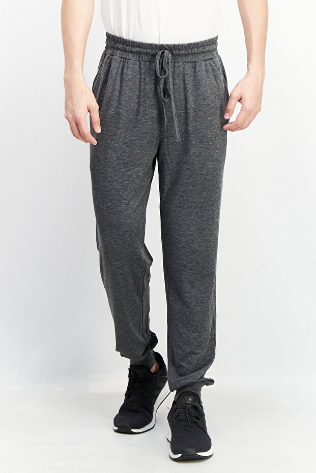 Men Regular Fit Solid Jogger Pants, Grey - 1