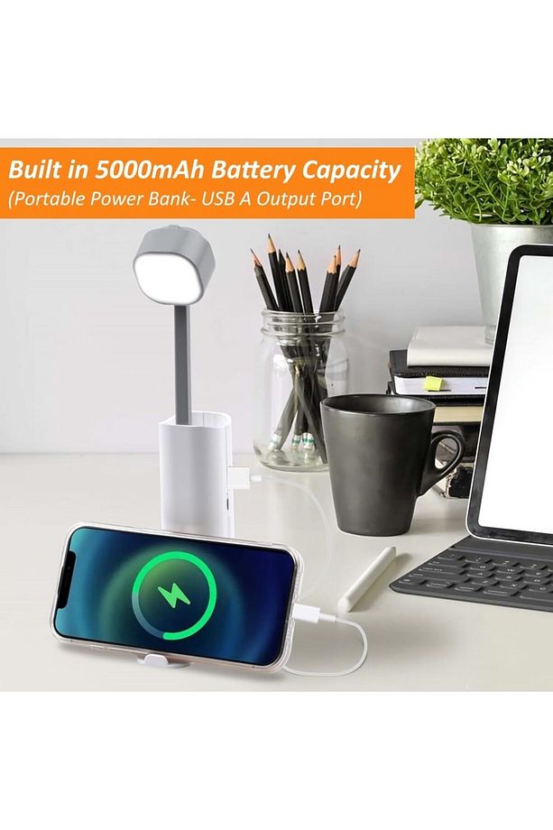 Şarjlı Dokunmatik LED  Çalışma Okuma Işığı Masa Lambası Kademeli Parlaklık Powerbank Başucu Lambası - 7