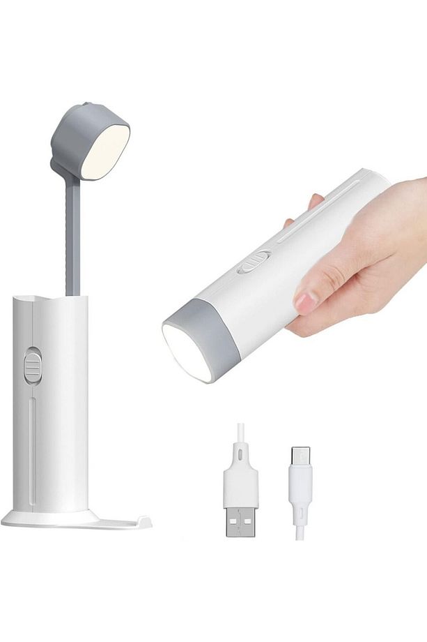 Şarjlı Dokunmatik LED  Çalışma Okuma Işığı Masa Lambası Kademeli Parlaklık Powerbank Başucu Lambası - 2
