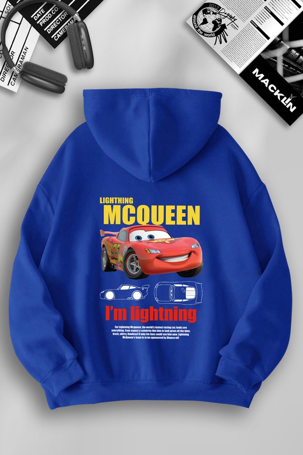 Unisex Women Men Mcqueen Back Printed Hooded Basic Sweatshirt