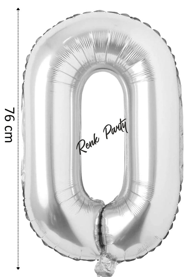 Foil Balloon 0 Number Helium Balloon 76 cm Silver Color - 0 Age Balloon - 0 Number Balloon - 34 Inch