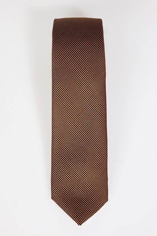 Self Patterned Plain Tan Men's Tie - 1