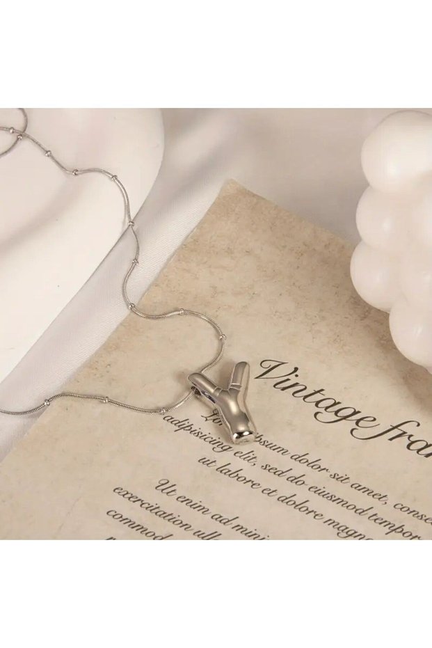 Women's Steel Necklace - Letter Y Balloon Letter Women's Necklace